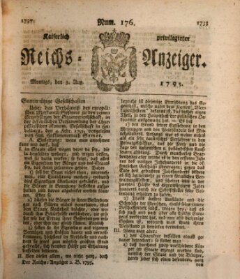 Kaiserlich privilegirter Reichs-Anzeiger (Allgemeiner Anzeiger der Deutschen) Montag 3. August 1795