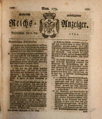 Kaiserlich privilegirter Reichs-Anzeiger (Allgemeiner Anzeiger der Deutschen) Donnerstag 6. August 1795