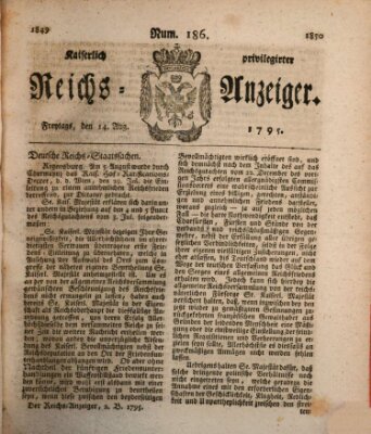 Kaiserlich privilegirter Reichs-Anzeiger (Allgemeiner Anzeiger der Deutschen) Freitag 14. August 1795