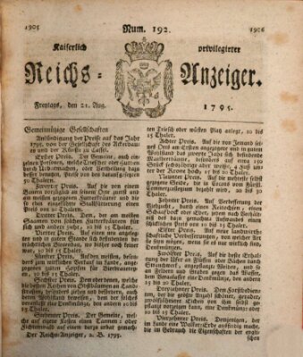 Kaiserlich privilegirter Reichs-Anzeiger (Allgemeiner Anzeiger der Deutschen) Freitag 21. August 1795