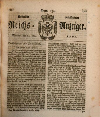 Kaiserlich privilegirter Reichs-Anzeiger (Allgemeiner Anzeiger der Deutschen) Montag 24. August 1795
