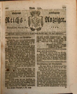 Kaiserlich privilegirter Reichs-Anzeiger (Allgemeiner Anzeiger der Deutschen) Samstag 29. August 1795