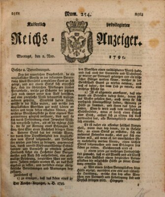 Kaiserlich privilegirter Reichs-Anzeiger (Allgemeiner Anzeiger der Deutschen) Montag 2. November 1795