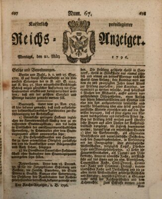 Kaiserlich privilegirter Reichs-Anzeiger (Allgemeiner Anzeiger der Deutschen) Montag 21. März 1796