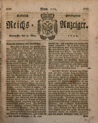 Kaiserlich privilegirter Reichs-Anzeiger (Allgemeiner Anzeiger der Deutschen) Mittwoch 18. Mai 1796