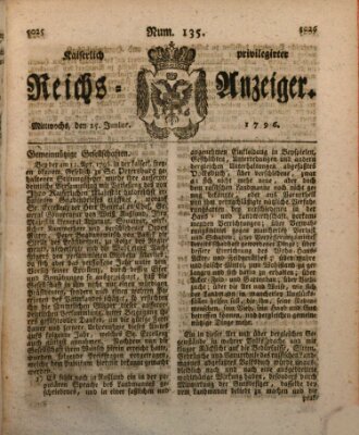 Kaiserlich privilegirter Reichs-Anzeiger (Allgemeiner Anzeiger der Deutschen) Mittwoch 15. Juni 1796