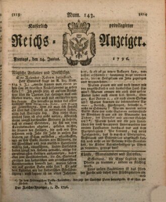 Kaiserlich privilegirter Reichs-Anzeiger (Allgemeiner Anzeiger der Deutschen) Freitag 24. Juni 1796