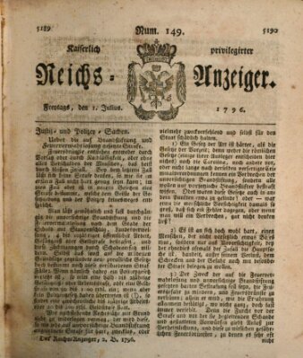 Kaiserlich privilegirter Reichs-Anzeiger (Allgemeiner Anzeiger der Deutschen) Freitag 1. Juli 1796