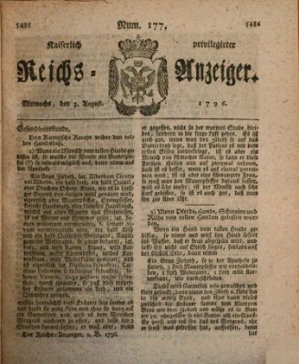 Kaiserlich privilegirter Reichs-Anzeiger (Allgemeiner Anzeiger der Deutschen) Mittwoch 3. August 1796