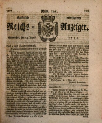 Kaiserlich privilegirter Reichs-Anzeiger (Allgemeiner Anzeiger der Deutschen) Mittwoch 24. August 1796