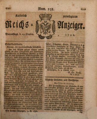 Kaiserlich privilegirter Reichs-Anzeiger (Allgemeiner Anzeiger der Deutschen) Donnerstag 13. Oktober 1796