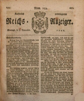 Kaiserlich privilegirter Reichs-Anzeiger (Allgemeiner Anzeiger der Deutschen) Montag 7. November 1796