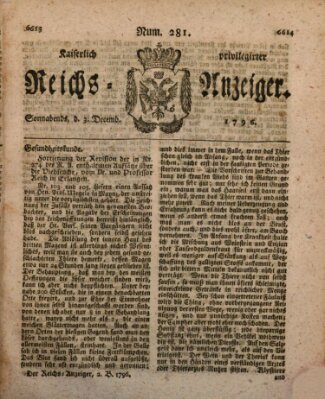 Kaiserlich privilegirter Reichs-Anzeiger (Allgemeiner Anzeiger der Deutschen) Samstag 3. Dezember 1796