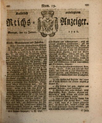 Kaiserlich privilegirter Reichs-Anzeiger (Allgemeiner Anzeiger der Deutschen) Montag 23. Januar 1797