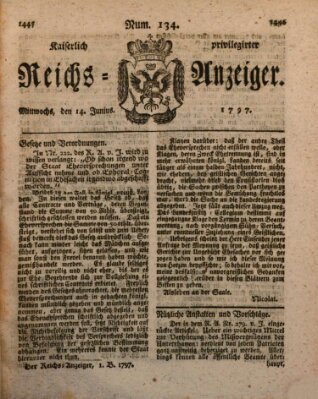 Kaiserlich privilegirter Reichs-Anzeiger (Allgemeiner Anzeiger der Deutschen) Mittwoch 14. Juni 1797