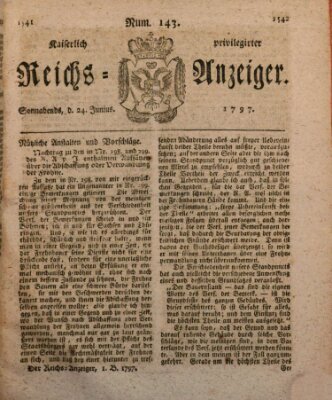 Kaiserlich privilegirter Reichs-Anzeiger (Allgemeiner Anzeiger der Deutschen) Samstag 24. Juni 1797
