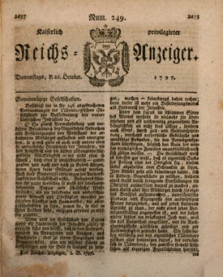 Kaiserlich privilegirter Reichs-Anzeiger (Allgemeiner Anzeiger der Deutschen) Donnerstag 26. Oktober 1797