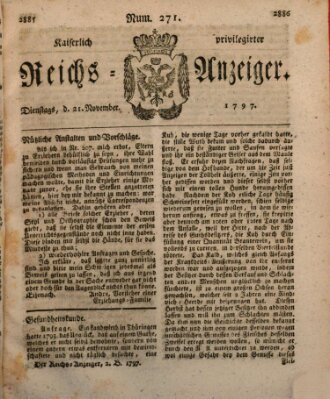 Kaiserlich privilegirter Reichs-Anzeiger (Allgemeiner Anzeiger der Deutschen) Dienstag 21. November 1797
