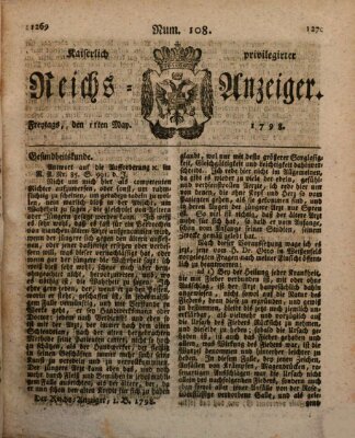 Kaiserlich privilegirter Reichs-Anzeiger (Allgemeiner Anzeiger der Deutschen) Freitag 11. Mai 1798