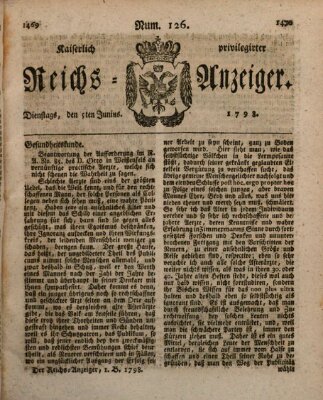 Kaiserlich privilegirter Reichs-Anzeiger (Allgemeiner Anzeiger der Deutschen) Dienstag 5. Juni 1798