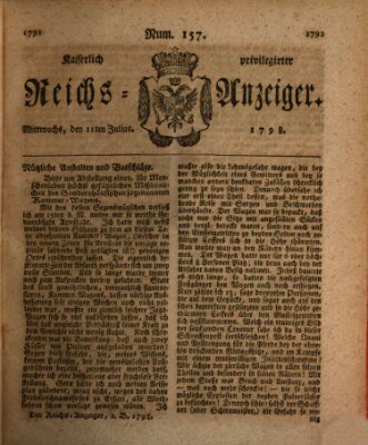 Kaiserlich privilegirter Reichs-Anzeiger (Allgemeiner Anzeiger der Deutschen) Mittwoch 11. Juli 1798