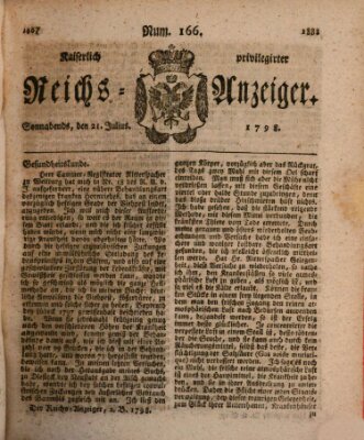 Kaiserlich privilegirter Reichs-Anzeiger (Allgemeiner Anzeiger der Deutschen) Samstag 21. Juli 1798