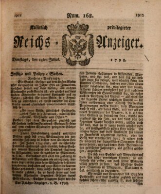Kaiserlich privilegirter Reichs-Anzeiger (Allgemeiner Anzeiger der Deutschen) Dienstag 24. Juli 1798