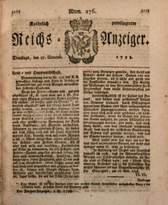 Kaiserlich privilegirter Reichs-Anzeiger (Allgemeiner Anzeiger der Deutschen) Dienstag 27. November 1798