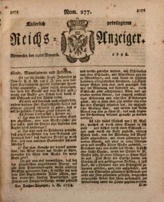 Kaiserlich privilegirter Reichs-Anzeiger (Allgemeiner Anzeiger der Deutschen) Mittwoch 28. November 1798