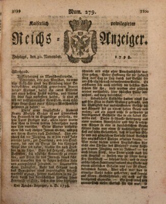 Kaiserlich privilegirter Reichs-Anzeiger (Allgemeiner Anzeiger der Deutschen) Freitag 30. November 1798