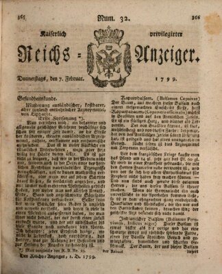 Kaiserlich privilegirter Reichs-Anzeiger (Allgemeiner Anzeiger der Deutschen) Donnerstag 7. Februar 1799