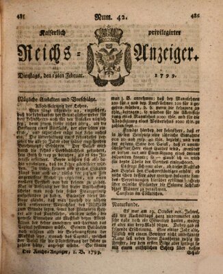 Kaiserlich privilegirter Reichs-Anzeiger (Allgemeiner Anzeiger der Deutschen) Dienstag 19. Februar 1799