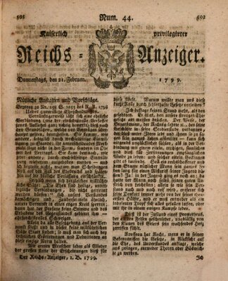Kaiserlich privilegirter Reichs-Anzeiger (Allgemeiner Anzeiger der Deutschen) Donnerstag 21. Februar 1799