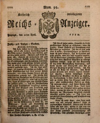 Kaiserlich privilegirter Reichs-Anzeiger (Allgemeiner Anzeiger der Deutschen) Freitag 26. April 1799