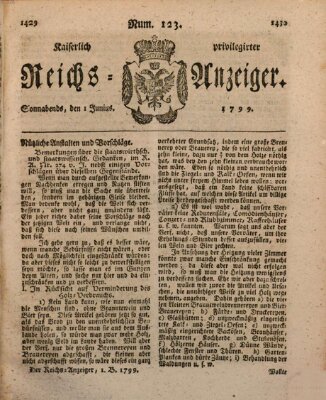 Kaiserlich privilegirter Reichs-Anzeiger (Allgemeiner Anzeiger der Deutschen) Samstag 1. Juni 1799