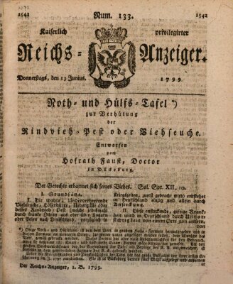Kaiserlich privilegirter Reichs-Anzeiger (Allgemeiner Anzeiger der Deutschen) Donnerstag 13. Juni 1799