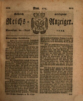 Kaiserlich privilegirter Reichs-Anzeiger (Allgemeiner Anzeiger der Deutschen) Donnerstag 1. August 1799