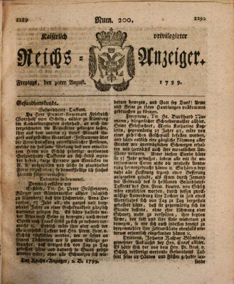 Kaiserlich privilegirter Reichs-Anzeiger (Allgemeiner Anzeiger der Deutschen) Freitag 30. August 1799