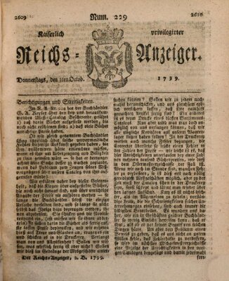 Kaiserlich privilegirter Reichs-Anzeiger (Allgemeiner Anzeiger der Deutschen) Donnerstag 3. Oktober 1799
