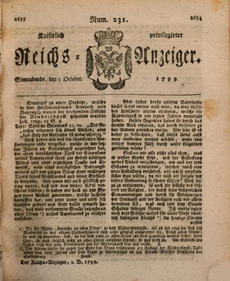 Kaiserlich privilegirter Reichs-Anzeiger (Allgemeiner Anzeiger der Deutschen) Samstag 5. Oktober 1799