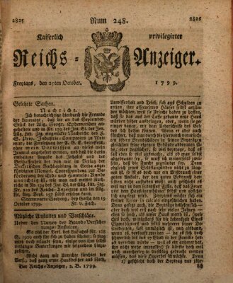 Kaiserlich privilegirter Reichs-Anzeiger (Allgemeiner Anzeiger der Deutschen) Freitag 25. Oktober 1799