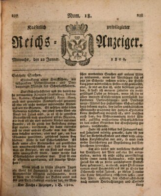 Kaiserlich privilegirter Reichs-Anzeiger (Allgemeiner Anzeiger der Deutschen) Mittwoch 22. Januar 1800