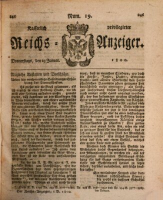 Kaiserlich privilegirter Reichs-Anzeiger (Allgemeiner Anzeiger der Deutschen) Donnerstag 23. Januar 1800