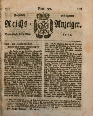 Kaiserlich privilegirter Reichs-Anzeiger (Allgemeiner Anzeiger der Deutschen) Donnerstag 1. Mai 1800