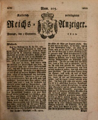 Kaiserlich privilegirter Reichs-Anzeiger (Allgemeiner Anzeiger der Deutschen) Freitag 5. September 1800