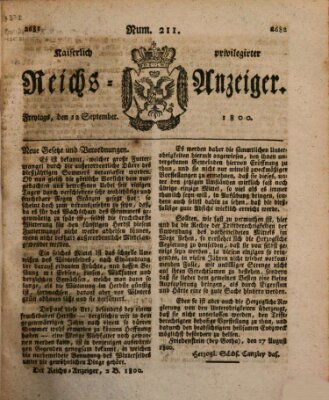 Kaiserlich privilegirter Reichs-Anzeiger (Allgemeiner Anzeiger der Deutschen) Freitag 12. September 1800