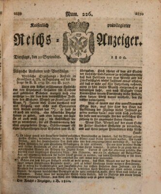 Kaiserlich privilegirter Reichs-Anzeiger (Allgemeiner Anzeiger der Deutschen) Dienstag 30. September 1800