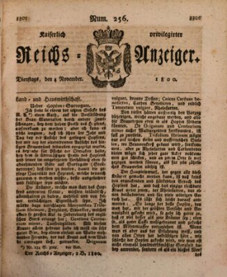 Kaiserlich privilegirter Reichs-Anzeiger (Allgemeiner Anzeiger der Deutschen) Dienstag 4. November 1800