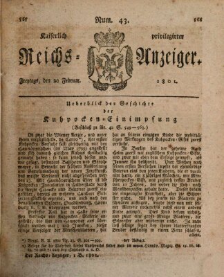 Kaiserlich privilegirter Reichs-Anzeiger (Allgemeiner Anzeiger der Deutschen) Freitag 20. Februar 1801