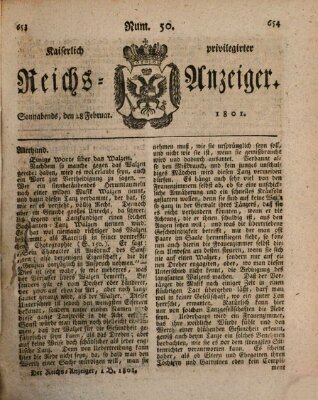Kaiserlich privilegirter Reichs-Anzeiger (Allgemeiner Anzeiger der Deutschen) Samstag 28. Februar 1801